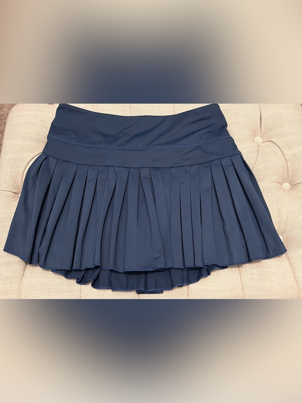 Gold Hinge Pleated Navy Blue Athletic Tennis Skirt Medium
